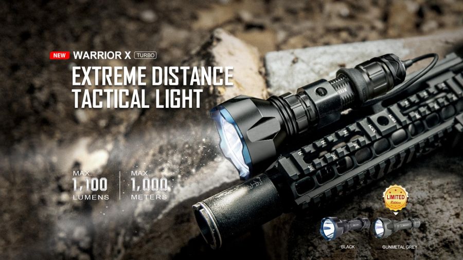 OLIGHT Warrior X Turbo - Linterna Táctica Con Interruptor De Cola De 1100 Lumenes 3280 8 Ft De Alcance Ipx8 Impermeable Con Bateria Recargable